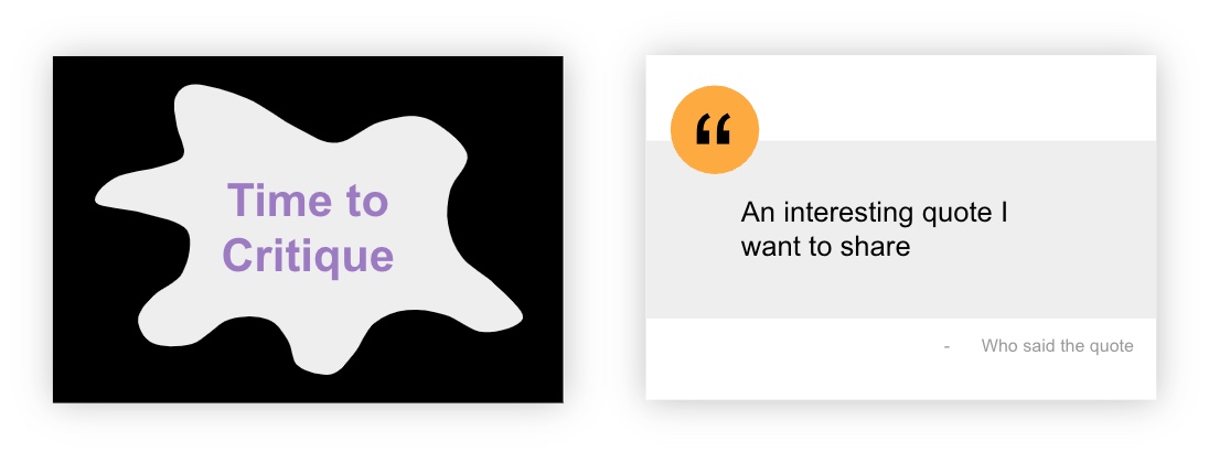 Two slide design using shapes to draw attention