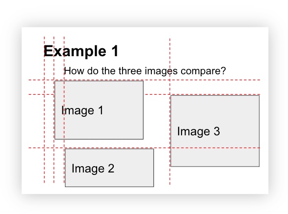 Slide where 3 boxes are scattered and do not line up across the top edge or bottom edge