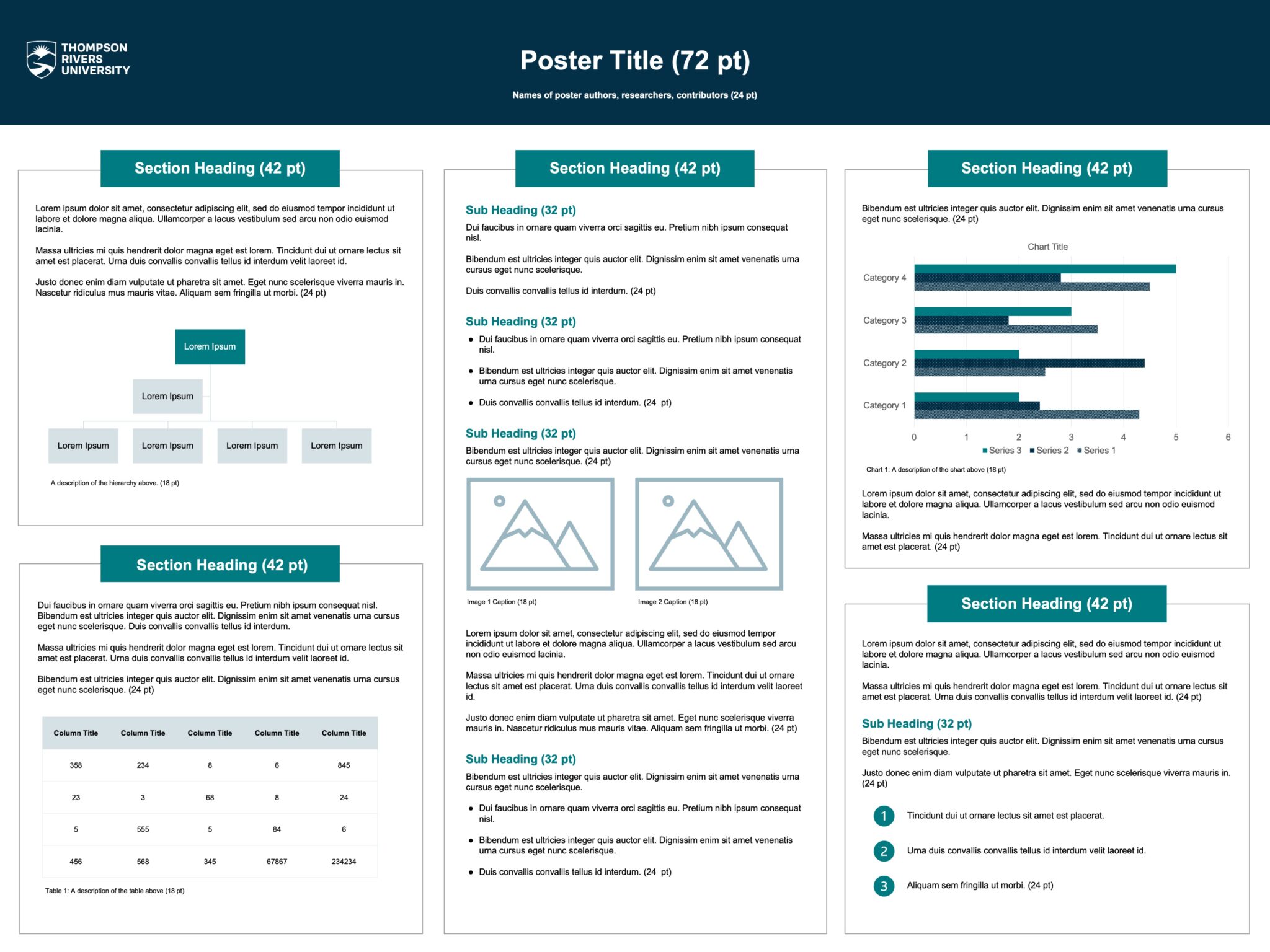 A poster template that is horizontal orientation with three columns